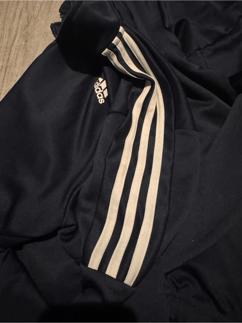 adidas Navy Track Jacket with White Shoulder Stripes